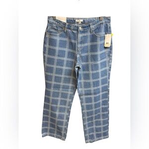 Nordstrom BP High Waist Relaxed Straight Leg Windowpane Plaid Jeans